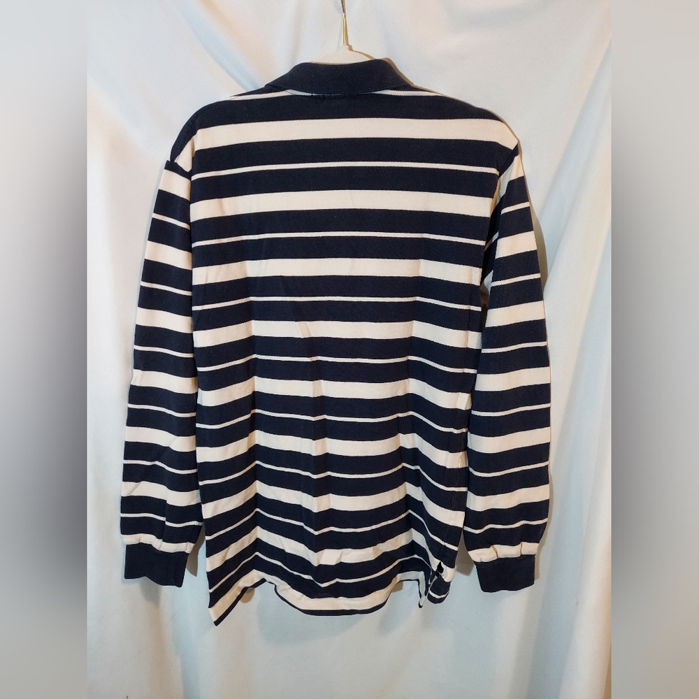 Ralph Lauren Black and Cream Striped Polo - Picture 2 of 5